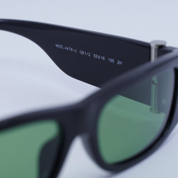 Versace VE4476U GB1/2 Sunglasses Black Rectangle Frame, Green Lenses